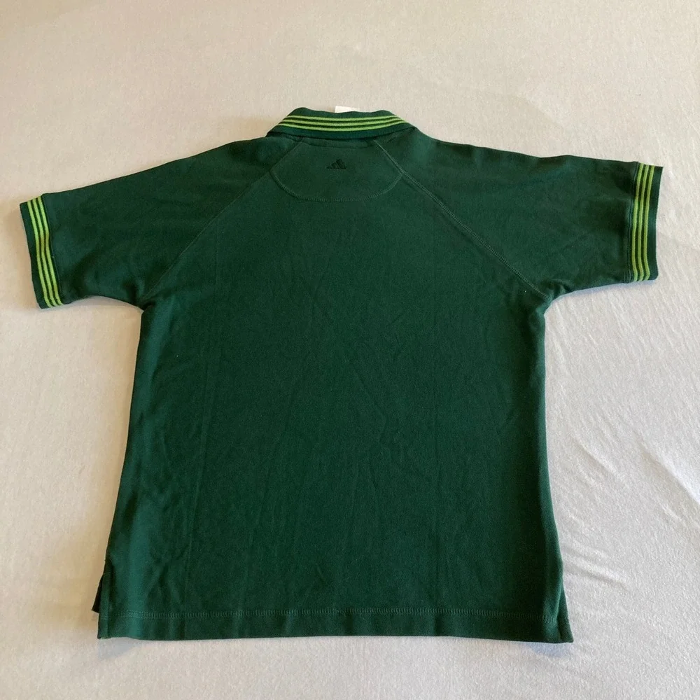 NEW Adidas Golf Youth Medium V-Polo Shirt Green Chlorophyll Ivy Cotton Pique NWT